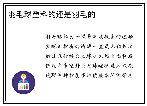 羽毛球塑料的还是羽毛的